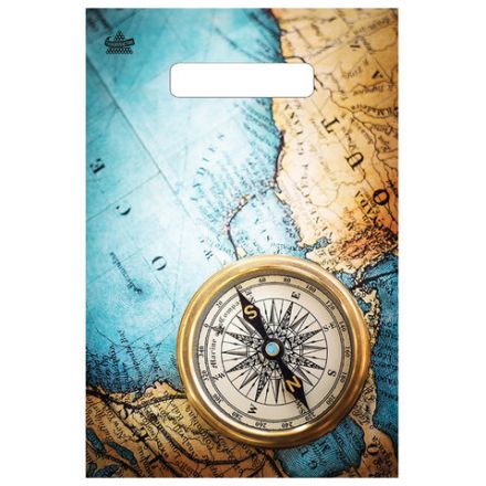 Пакет с вырубной ручкой ПВД, 30х20 см, "Компас", 30 мкм, н00242809