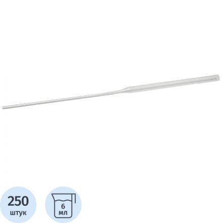 Пипетка Пастера 6x230 мм стеклянная, 250шт/уп