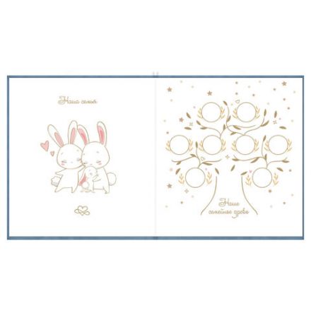 Фотоальбом-анкета детский 23х25 см, 32 листа, стикеры, открытка, конверт, голубой бархат, BRAUBERG, 391420