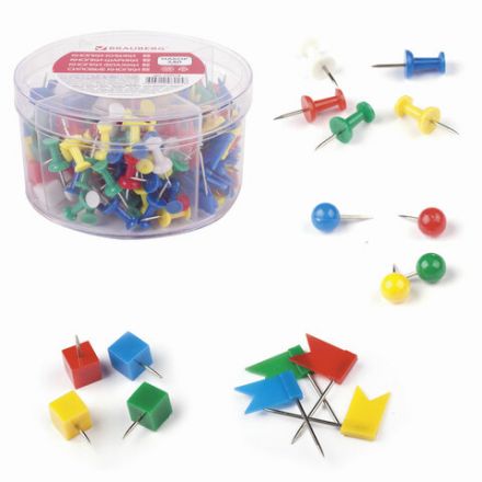 Набор BRAUBERG, силовые кнопки, 60 шт., шарики 60 шт., кубики 60 шт., флажки 60 шт., 223518 Набор BRAUBERG, силовые кнопки, 60 шт., шарики 60 шт., кубики 60 шт., флажки 60 шт., 223518
