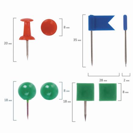 Набор BRAUBERG, силовые кнопки, 60 шт., шарики 60 шт., кубики 60 шт., флажки 60 шт., 223518 Набор BRAUBERG, силовые кнопки, 60 шт., шарики 60 шт., кубики 60 шт., флажки 60 шт., 223518