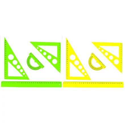 Набор большой: линейка 30см, угольники 21см и 16см, трансп-р 10см,цветасс. Набор большой: линейка 30см, угольники 21см и 16см, трансп-р 10см,цветасс.