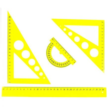 Набор большой: линейка 30см, угольники 21см и 16см, трансп-р 10см,цветасс. Набор большой: линейка 30см, угольники 21см и 16см, трансп-р 10см,цветасс.