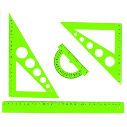 Набор большой: линейка 30см, угольники 21см и 16см, трансп-р 10см,цветасс. Набор большой: линейка 30см, угольники 21см и 16см, трансп-р 10см,цветасс.