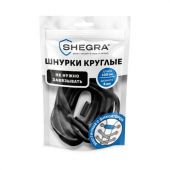 Шнурки круглые эластичные ЧЕРНЫЕ длина 100см, диаметр 6мм, 2 капсулы, цвет серебряный, SHEGRA,701715