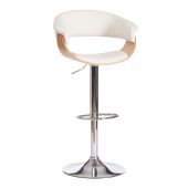Барный стул VIMTA (mod.4021S) металл/дерево/экокожа, 60х51х91,5-112,5 см, высота сиденья 61,5-82,5 см, белый/натуральный/хром Барный стул VIMTA (mod.4021S) металл/дерево/экокожа, 60х51х91,5-112,5 см, высота сиденья 61,5-82,5 см, белый/натуральный/хром