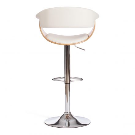 Барный стул VIMTA (mod.4021S) металл/дерево/экокожа, 60х51х91,5-112,5 см, высота сиденья 61,5-82,5 см, белый/натуральный/хром