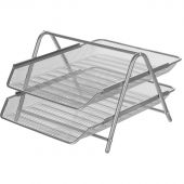 Лоток для бумаг горизонтальный Attache (2 уровня, металлическая сетка, 356x278x53 мм, серебро)