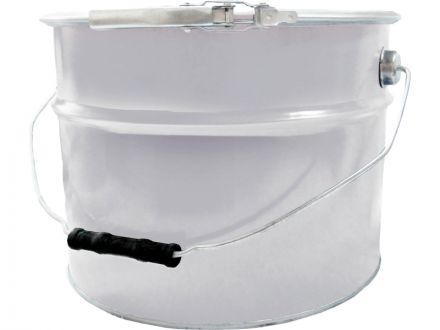 Ведро металл 10л. с крышкой, с обручем  белый