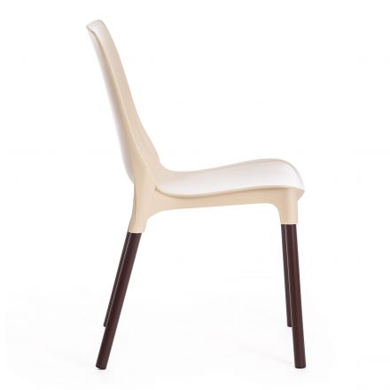 Стул Tetchair GENIUS (mod 75), металл/пластик, 46x56x84cм, бежевый/коричневые ножки