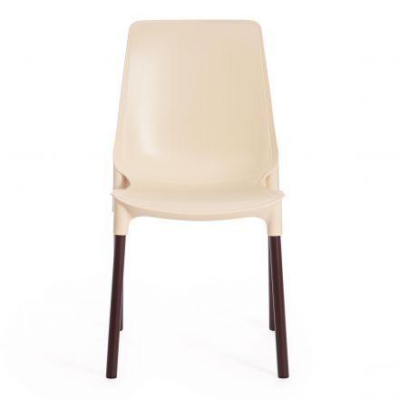 Стул Tetchair GENIUS (mod 75), металл/пластик, 46x56x84cм, бежевый/коричневые ножки