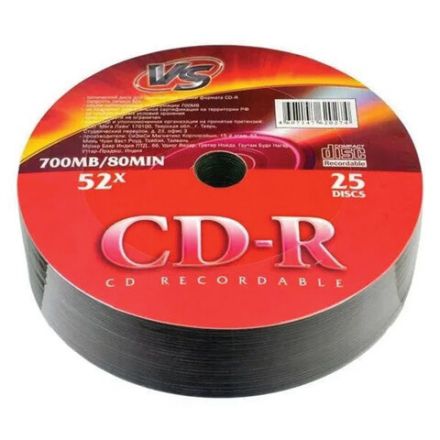 Диск CD-R VS, 700 Мб, 52x, Bulk (термоусадка без шпиля), КОМПЛЕКТ 25 шт., VSCDRSH2501