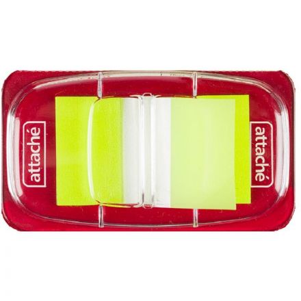 Клейкие закладки Attache пластиковые желтые 25 листов 25х45 мм в диспенсере