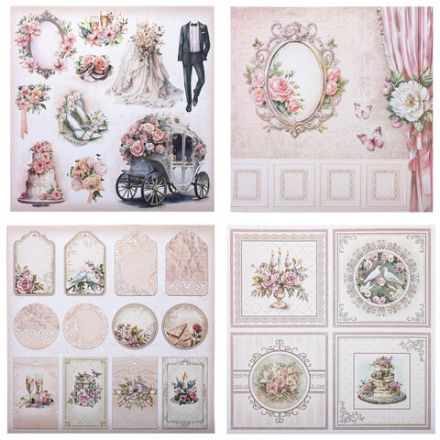 Бумага для скрапбукинга 30х30 см "Свадебный", двусторонняя, 12 листов, 180 г/м2, ОСТРОВ СОКРОВИЩ, 665435