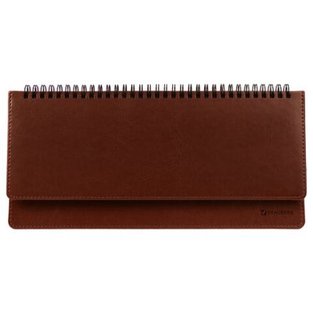 Планинг настольный недатированный (305x140 мм) BRAUBERG "Imperial", кожзам, 60 л., коричневый, 123499