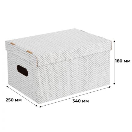 Короб для хранения Attache Графит 340х250х180 усилен.дно ККД-2,белый,3шт/уп