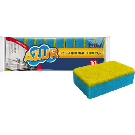 Губки для посуды AZUR 10шт/уп