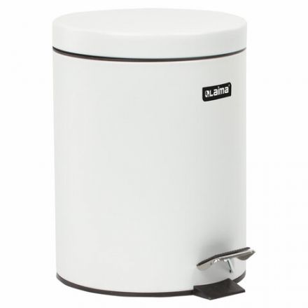 Ведро мусорное с педалью 5 литров "Classic", БЕЛОЕ ГЛЯНЦЕВОЕ, металлическое, со съемным внутренним ведром, LAIMA, 604947