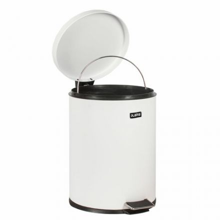 Ведро мусорное с педалью 5 литров "Classic", БЕЛОЕ ГЛЯНЦЕВОЕ, металлическое, со съемным внутренним ведром, LAIMA, 604947