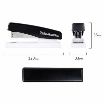 Степлер №24/6, 26/6 BRAUBERG "STYLE MAX", до 30 листов, черный, 272749