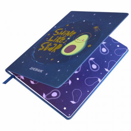 Дневник 1-11 класс 48 л., кожзам (твердая), печать, глиттер, ЮНЛАНДИЯ, "Space Avo", 106201