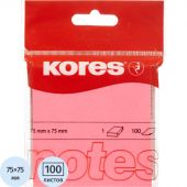 Стикеры Kores 75x75 мм неоновые розовые (1 блок, 100 листов)