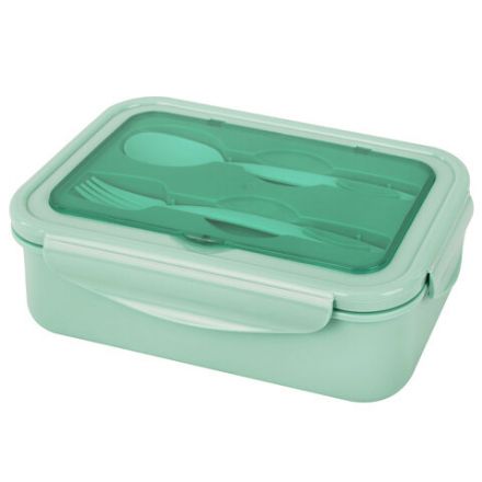 Ланч-бокс контейнер, 2 секции, 3+1 отделение, 1,4 л, ложка, вилка, 7х21х14 см, мятный, JOYLUX (ДЖОЙЛЮКС), 609347 Ланч-бокс контейнер, 2 секции, 3+1 отделение, 1,4 л, ложка, вилка, 7х21х14 см, мятный, JOYLUX (ДЖОЙЛЮКС), 609347