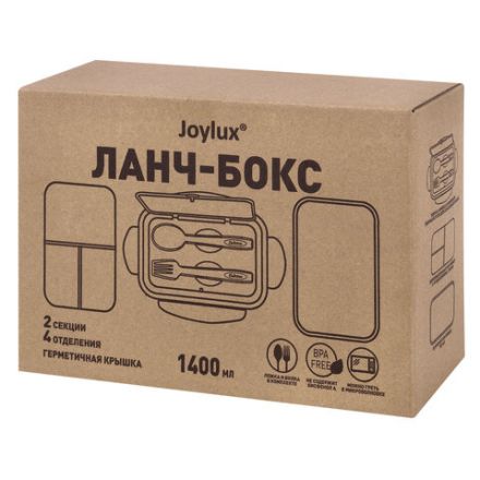 Ланч-бокс контейнер, 2 секции, 3+1 отделение, 1,4 л, ложка, вилка, 7х21х14 см, мятный, JOYLUX (ДЖОЙЛЮКС), 609347 Ланч-бокс контейнер, 2 секции, 3+1 отделение, 1,4 л, ложка, вилка, 7х21х14 см, мятный, JOYLUX (ДЖОЙЛЮКС), 609347