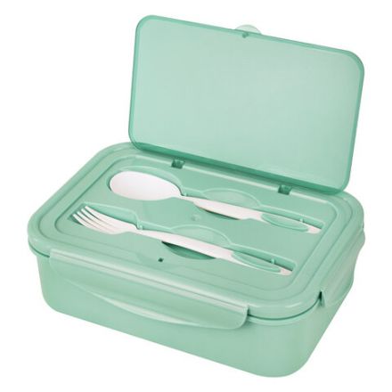 Ланч-бокс контейнер, 2 секции, 3+1 отделение, 1,4 л, ложка, вилка, 7х21х14 см, мятный, JOYLUX (ДЖОЙЛЮКС), 609347 Ланч-бокс контейнер, 2 секции, 3+1 отделение, 1,4 л, ложка, вилка, 7х21х14 см, мятный, JOYLUX (ДЖОЙЛЮКС), 609347