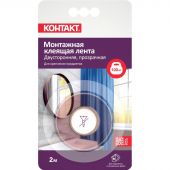 Клейкая лента двухсторонняя КОНТАКТ ДОМ 19ммх2м прозрачная (23712)