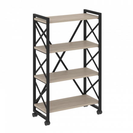 Loft Стеллаж на колесных опорах-4 полки VR.L-MST.K-4.8 Дуб аттик/Чёрный металл 800*400*1334 Loft Стеллаж на колесных опорах-4 полки VR.L-MST.K-4.8 Дуб аттик/Чёрный металл 800*400*1334