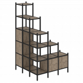 Loft Угловой внешний стеллаж наборный VR.L-59 Тиквуд тёмный/Чёрный металл 1278*1278*2280