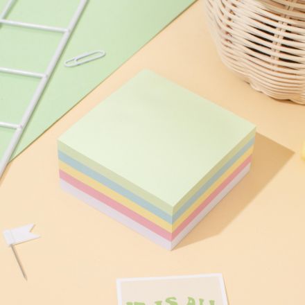 Бумага для заметок с клеевым краем Economy 76х76 мм, 400 л, 5 цветов в асс