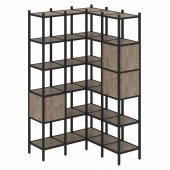 Loft Угловой внутренний стеллаж наборный VR.L-34 Тиквуд тёмный/Чёрный металл 1278*1278*2280