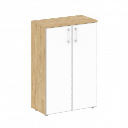 Shift Шкаф средний широкий (2 средних фасада стекло лакобель белый в раме) SK.ST-2.4R white Тиквуд светлый/Стекло white 800*420*1207