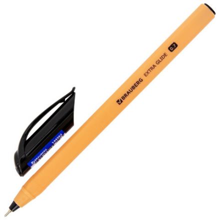 Ручка шариковая масляная BRAUBERG "Extra Glide Softy EL", СИНЯЯ, корпус ассорти, игольчатый наконечник 0,7 мм, линия письма 0,5 мм, 144262
