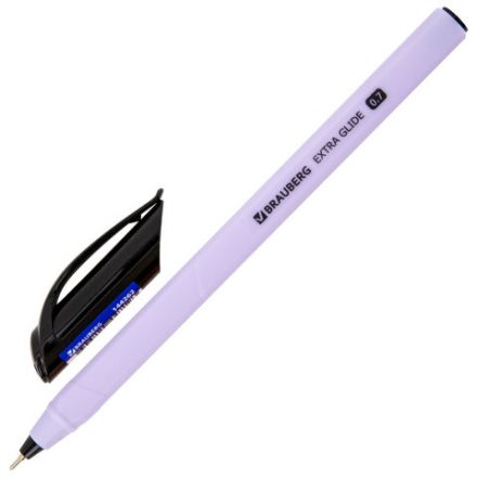 Ручка шариковая масляная BRAUBERG "Extra Glide Softy EL", СИНЯЯ, корпус ассорти, игольчатый наконечник 0,7 мм, линия письма 0,5 мм, 144262