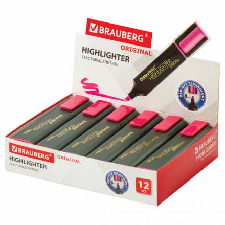 Текстовыделитель BRAUBERG "ORIGINAL", РОЗОВЫЙ, линия 1-5 мм, 151683 Текстовыделитель BRAUBERG "ORIGINAL", РОЗОВЫЙ, линия 1-5 мм, 151683