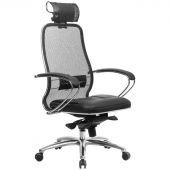 Кресло руководителя Метта "Samurai" SL-2.03/SL-2.04, 3D подголов., кевлар. нить/экокожа черная