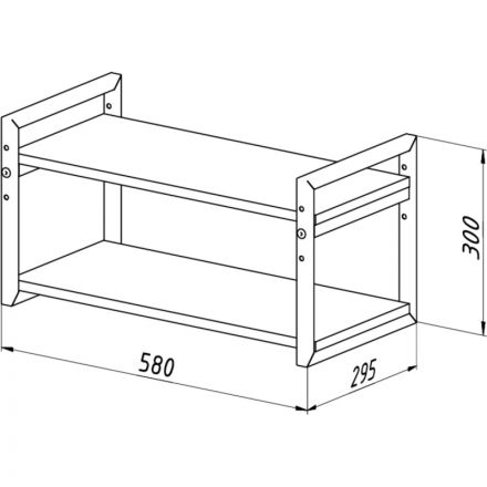 Полка TI_настен/настоль Комус Онега-7 290х580 мет чер/ЛДСП дуб вотан