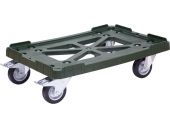Тележка 600х400 чёрные резиновые колеса, два с тормозом, Россия  зелёный