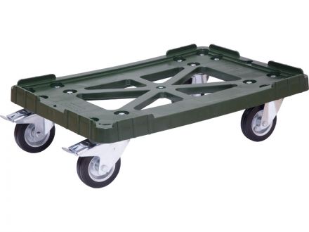 Тележка 600х400 чёрные резиновые колеса, два с тормозом, Россия зелёный Тележка 600х400 чёрные резиновые колеса, два с тормозом, Россия зелёный