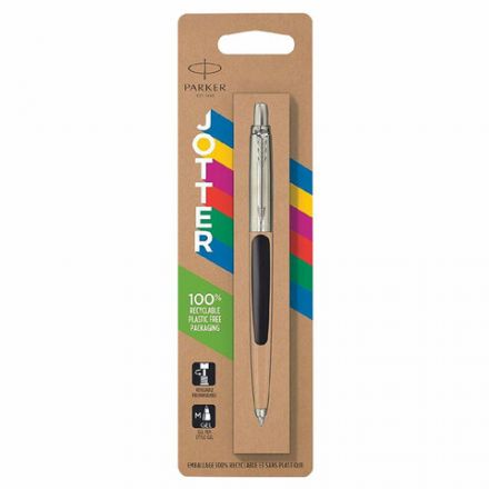 Ручка шариковая PARKER "Jotter Plastic CT", корпус черный, ежедневник А5 черный, белый срез, пакет, 880895