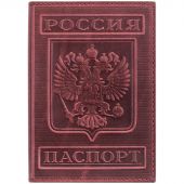 Обложка для паспорта OfficeSpace кожа, терракот, тиснение "Герб"