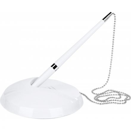 Ручка шариковая на белой подставке Beifa синяя на липучке с цепочкой (толщина линии 0.5 мм) Ручка шариковая на белой подставке Beifa синяя на липучке с цепочкой (толщина линии 0.5 мм)