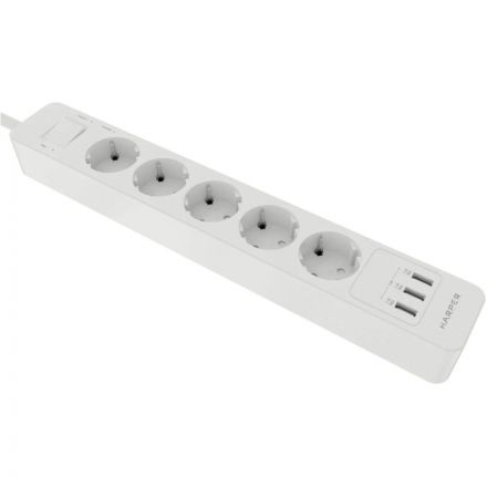 Сетевой фильтр HARPER UCH-530 White 5р/1,5м/4кВт/16А 3xUSB (H00002264)
