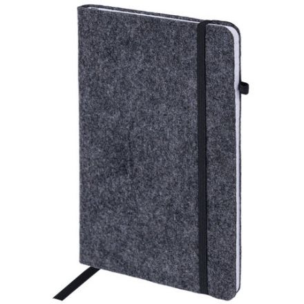 Блокнот А5 138x213 мм BRAUBERG "Voylok", войлок, резинка, держатель, 80 л., клетка, черный, 117134