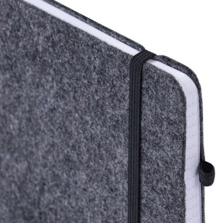 Блокнот А5 138x213 мм BRAUBERG "Voylok", войлок, резинка, держатель, 80 л., клетка, черный, 117134