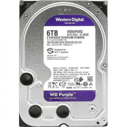Жесткий диск Western Digital SATA 6TB 6GB / S 256MB PURPLE WD64PURZ WDC Жесткий диск Western Digital SATA 6TB 6GB / S 256MB PURPLE WD64PURZ WDC