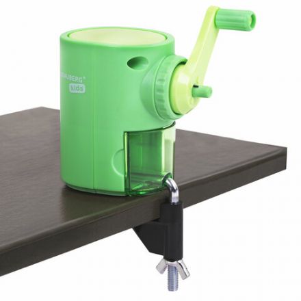 Точилка механическая BRAUBERG KIDS, для простых и цветных карандашей, корпус мятный, крепление к столу, 272003